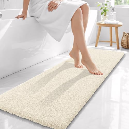 OLANLY Microfiber Bathroom Runner Rugs 59x20, Ultra Soft Bath Mat, White - color: White, size: 59" X 20"