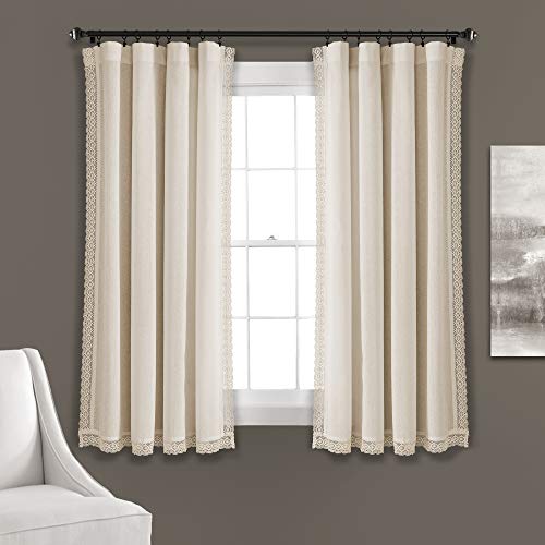 Lush Decor Rosalie Light Filtering Window Curtain Panels, Pair, 54" W x 63" L, Ivory - Lace Curtains for Living Room - Vintage - Cottage Core Decor - color: Ivory, size: 54"W x 63"L (Pack of 2), style: Window Panel