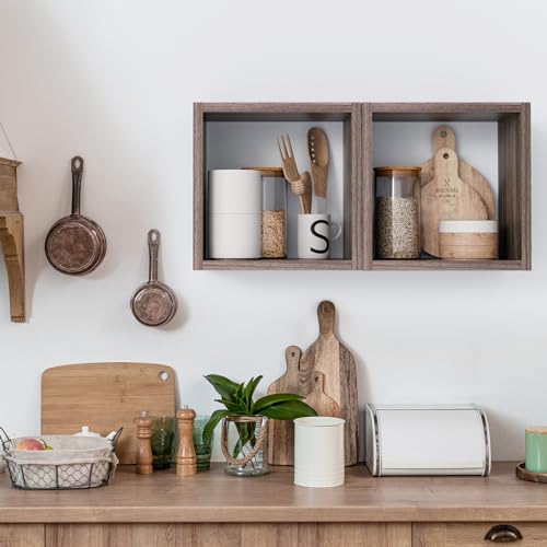 Kaboon Cube Floating Shelves Set2, Display Shelves Wall Mount 7.75" D x 12.5" W x 12.5" H, (Eucalyptus, Square 2 Cubes) - color: Eucalyptus, size: Square-Set2