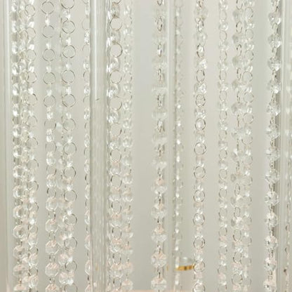 Efavormart 24" Heavy Duty Acrylic Flower Pedestal Vase with Hanging Crystal Beads, Clear Pillar Stand Wedding Table Centerpieces with Pre-Chained Garlands - 5mm Thick Plates - size: 24‘’