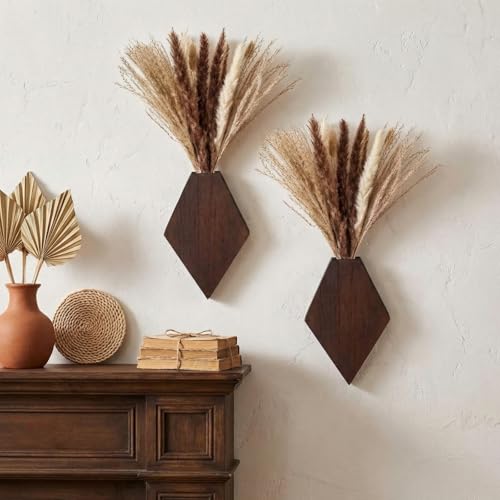 2 Pcs Wooden Wall Planters, Brown, Regular Style - color: Brown, style: Regular Style