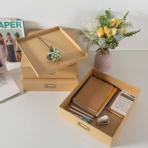 Soul & Lane - Kraft Storage Boxes with Lids, Set of 3, Just the Basics - color: Just the Basics
