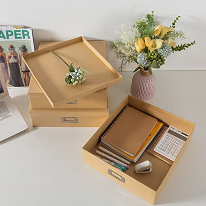 Soul & Lane - Kraft Storage Boxes with Lids, Set of 3, Just the Basics - color: Just the Basics
