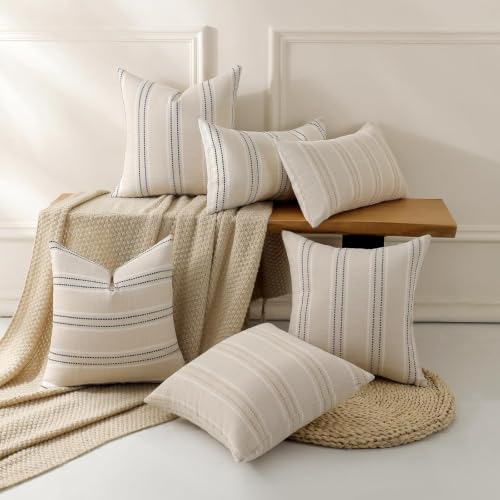 Hckot Stripe Throw Pillow Covers 12x24 Lumbar Navy Blue Pillow Covers - color: Grey, size: 24" x 12" (Pack of 2)