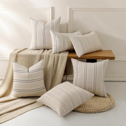 Hckot Stripe Throw Pillow Covers 12x24 Lumbar Navy Blue Pillow Covers - color: Grey, size: 24" x 12" (Pack of 2)