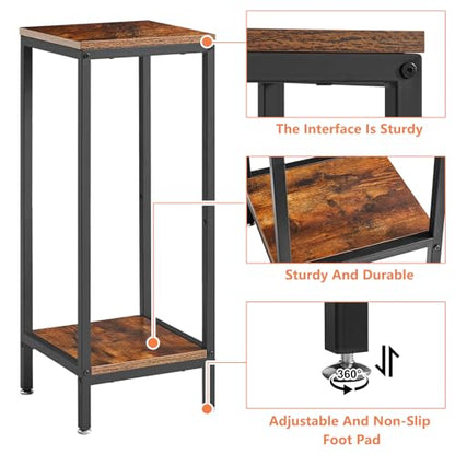 IBUYKE 30 Inch Tall Plant Stand Indoor, 2 Tier Wood Flower Stand, TMJ071H - color: Rustic Brown-Square