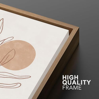 Boho Abstract Line Leaf Framed Canvas Wall Art Set of 3, 12x16 inch - color: Boho Beige, size: 12"x16"Natural