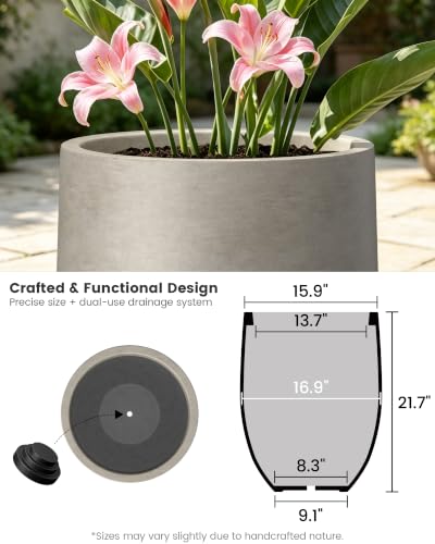 Kante Modern Home Minimalist 21.7" Tall Weathered Concrete Bullet Planter - color: Buff Concrete