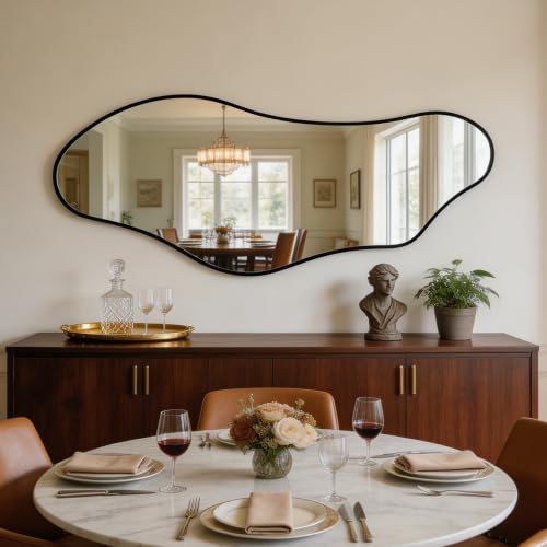 65.7"x24" Irregular Full Length Mirror, Abstract Wall Mirror - color: Black Irregular