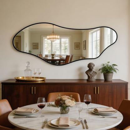 65.7"x24" Irregular Full Length Mirror, Abstract Wall Mirror - color: Black Irregular