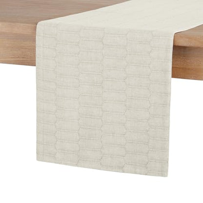 Martha Stewart Honeycomb Modern Farmhouse Reversible Table Runner, Natural, 15"x72" - color: Natural