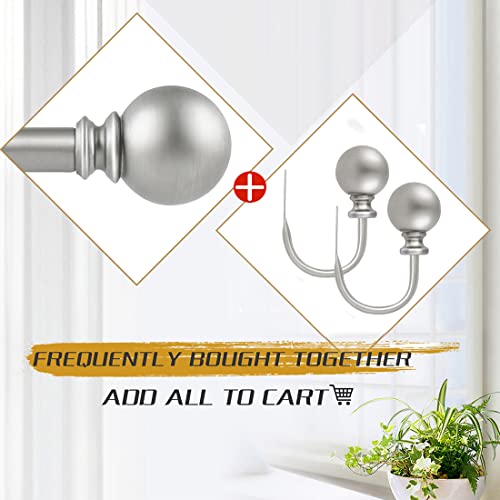 KAMANINA Curtain Holdbacks 2 Pack Wall Mounted with Silver Round Finials - color: Antique Silver