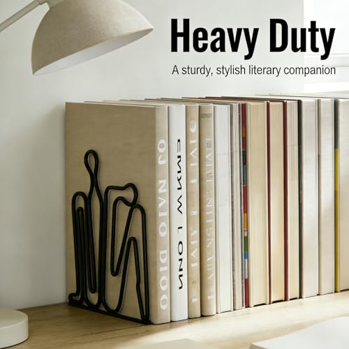 Alsonerbay Thinker Heavy Duty Metal Bookends, Matte Black, 1 Pair