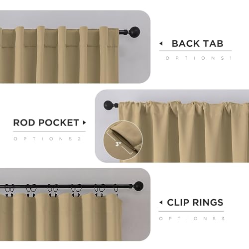 Joydeco Blackout Curtains 108 Inches Long, Thermal Insulated Black Out Curtains 2 Panels Set, Room Darkening Drapes for Living Room Window Rod Pocket Back Tab (W52 x L108 Inch, Beige) - color: Beige, size: 52"W x 108"L (Pack of 2)
