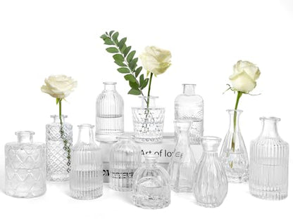 TBWIND Clear Glass Bud Vases Set of 12, Small Vases for Centerpieces - color: Clear-12pcs, size: 12Pcs