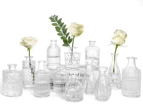 TBWIND Clear Glass Bud Vases Set of 12, Small Vases for Centerpieces - color: Clear-12pcs, size: 12Pcs