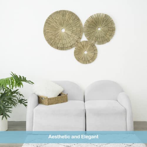 VATIMA Boho Wall Décor – Simple Oversized Wall Basket Décor for Home and Office – Seagrass Wicker Basket Wall Décor Set – 3pcs Flat Baskets – Easy to Hang – Handmade Design – Small/Medium/Large