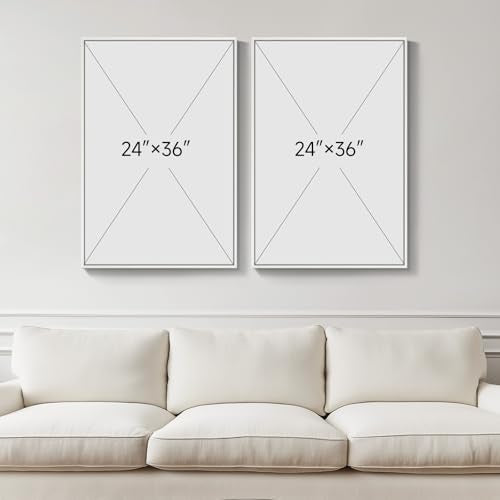 Large Framed Abstract Coastal Blue White Wall Art for Living Room, 24x36 In - color: Blue White, size: 24" W x 36" H x 2Pcs