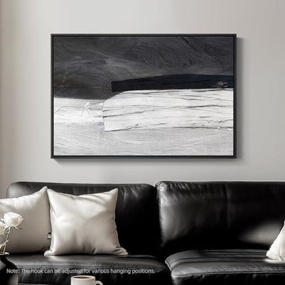 Framed Black and White Modern Abstract Wall Art, 1 Piece 24x36 In - color: Black White B