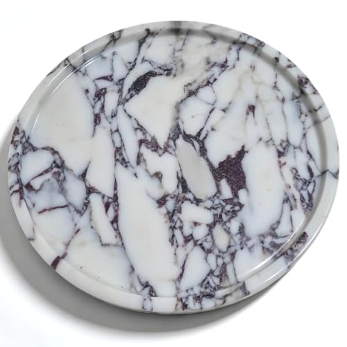 10" Round Calacatta Natural Marble Tray for Jewelry Perfume Home Decor