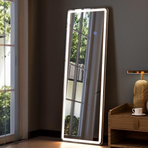 GLSLAND LED Full Length Mirror, 60"x16" Rectangle Floor Mirror with Stand - color: Rectangle, size: 60"L x 16"W