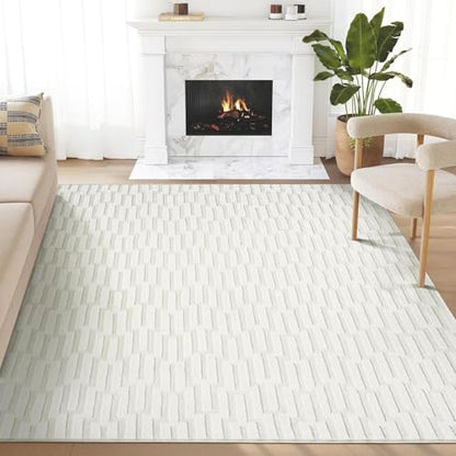 Abani Cream Area Rug for Living Room, Bedroom -Geometric Pattern - 6 x 9 -Durable & Easy to Clean - size: 6' x 9' (Rectangular)