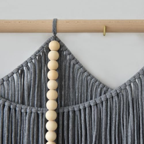 Jakalin Macrame Wall Hanging Grey Woven Yarn Large Boho Wall Art 57" x 43" - color: Grey