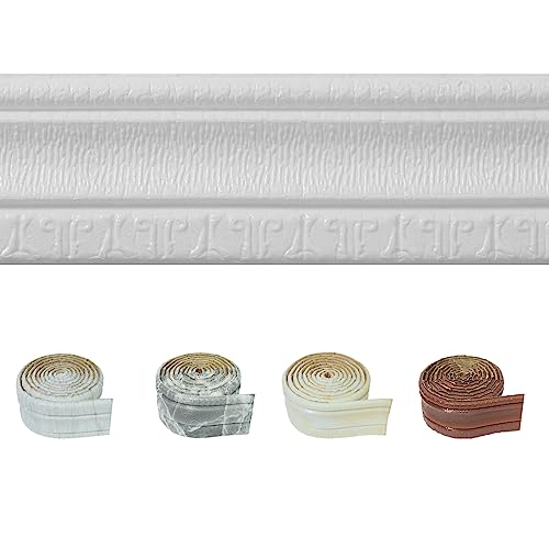 90" x 3.1" Peel Stick Foam Molding Baseboard Trim Self Adhesive, Crown Molding Wallpaper Border Flexible, 3D Wall Edging Lines Foam Wall Base Moulding Trim for Home DIY Decoration - color: White, size: 1 PC (3.1" x 90.5")