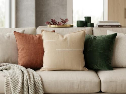 SanVia Designer Cotton Throw Pillow Covers 20x20 for Nooks, Beds & Sofas - color: Tan, size: 20" x 20" (Pack of 1)