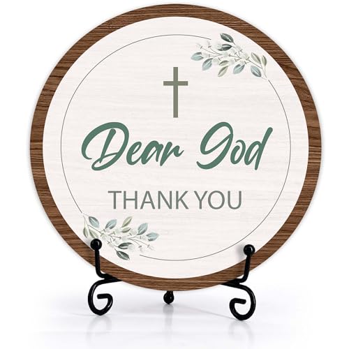 Christian Desk Decor, Dear God Thank You Wood Sign, Religious Gifts For Woman Man, Living Room Decor And Accessories, Bible Verse Home Office Decorations For Table Shelf -c10 - style: Dear God 5