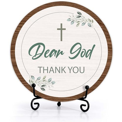 Christian Desk Decor, Dear God Thank You Wood Sign, Religious Gifts For Woman Man, Living Room Decor And Accessories, Bible Verse Home Office Decorations For Table Shelf -c10 - style: Dear God 5