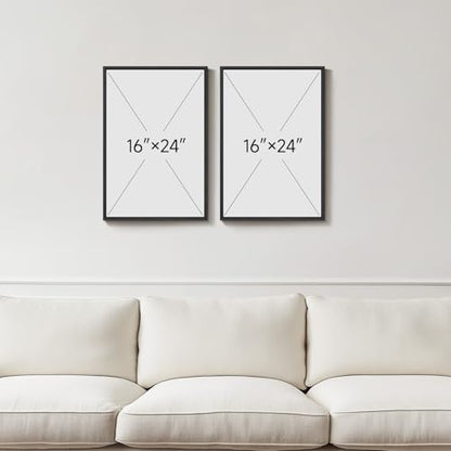 Framed Neutral Beige Brown Abstract Canvas Wall Art Set of 2, 16x24 In - color: Fluid Shapes, size: 16" W x 24" H x 2Pcs