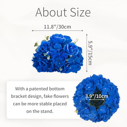 Royal Blue Flowers Balls Centerpieces: 11.8in Diam, Set of 6 - color: Royal Blue, size: 11.8" Diam - 6 PCS