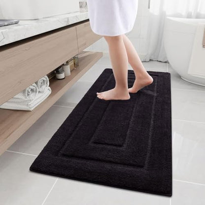 Buganda Microfiber Bathroom Rugs 47x20, Soft Shaggy Absorbent Bath Rugs - color: Black, size: 47" X 20"