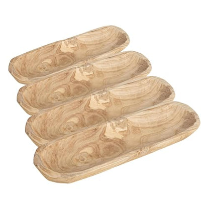 Creative Co-Op Paulownia Wood Oval Bowl | Brown | 22.75" L x 6" W x 3.25" H | (Pack of 4) - color: Natural Wood, size: 22.75" L (Pack of 4)