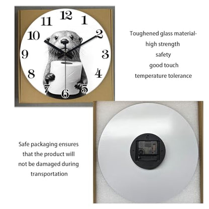 XNM Funny Bathroom Wall Clocks Battery Operated 12 Inch - color: Black4, size: 12 Inch