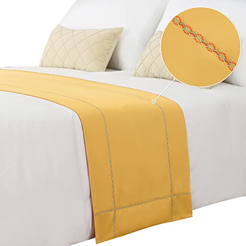 Bed Runner, Gold Bed Throws for Foot of Bed, 210 x 50 cm - color: Gold, size: Full/Queen