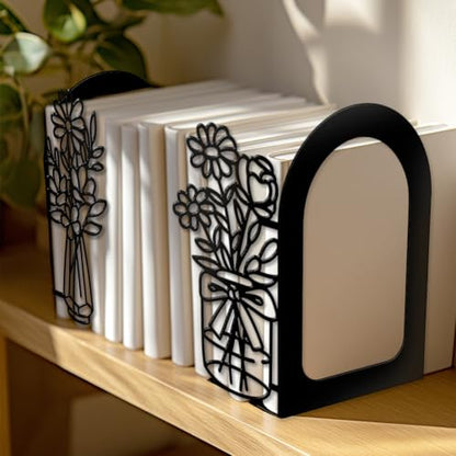 Peacoblue 5.5"x4.3"x8.3" Metal Bookends, Heavy Duty Book Ends for Shelves - style: Vase