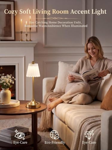 Small Vintage Rechargeable Cordless Table Lamp (White, 1 Pack) - color: White, size: 1PACK