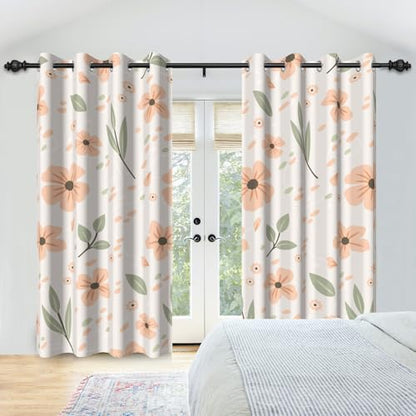 Pink Floral Blackout Curtains for Bedroom 84 Inches Long - color: Floral-i