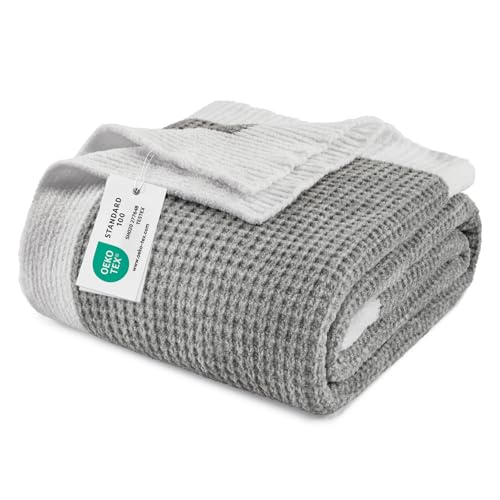 BEDELITE Soft Cozy Chenille Waffle Knit Throw Blanket,Farmhouse Boho - color: Grey, size: Twin(60"x80")