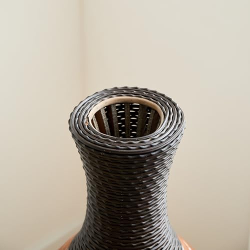 39.4 Inch Tall Floor Vase for Living Room Decor, PVC Decorative Vase for Home Decor, Modern Textured Brown Black Boho Style Standing Vase, Not Waterproof, Flowers Not Included, Black Brown