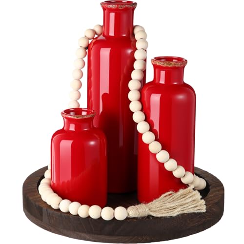 5 Pcs Coffee Table Decor Set, Red - color: Red