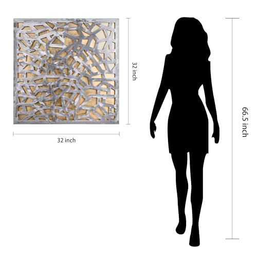 Empire Art Direct Gold Enigma Polished Steel Sculpture Abstract Wall Art with Gold Leaf,Ready to Hang,Living Room, Bedroom ＆ Office (PSL-19308-3232) - color: Gold Enigma, size: 32"L x 32"W