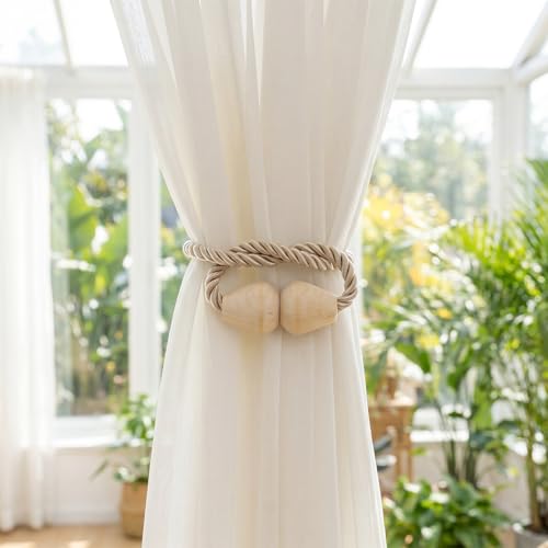 Boho Curtain Tiebacks, Magnetic Curtain Holdbacks 12 Pack