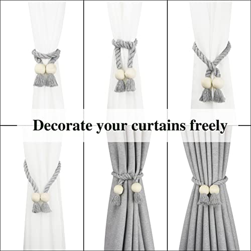Magnetic Curtain Tiebacks Decorative Tie Back Drapes Holdbacks Nieffeiy - color: Grey