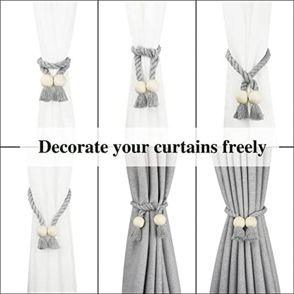 Magnetic Curtain Tiebacks Decorative Tie Back Drapes Holdbacks Nieffeiy - color: Grey