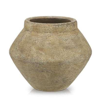 Briful Rustic Ceramic Vase 6'' Decorative Farmhouse Table Vase, Brown - color: Brown#747