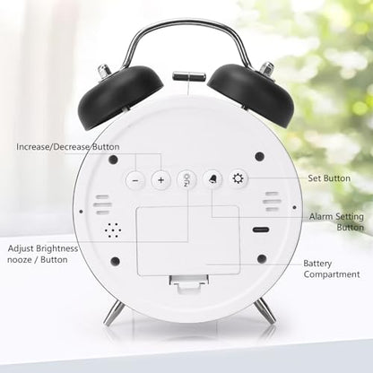Digital Small Alarm Clock, 4.5 Inch Double Bell Electronic LED Alarm Clock - color: Black