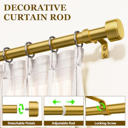 2 Pack Curtain Rods for Windows 32-96 Inch, 1 Inch Adjustable Flash Gold Curtain Rod Set with Brackets, Easy Install - color: Flash Gold, size: 32"-96"/2 Pack